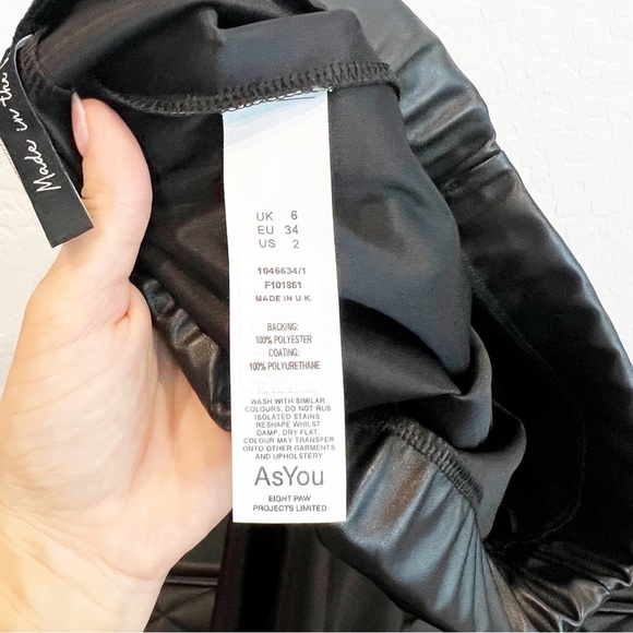 ASOS Women’s AsYou Faux Leather Flare Leggings Pants Pull-On High Waist Black 2 - Picture 7 of 7